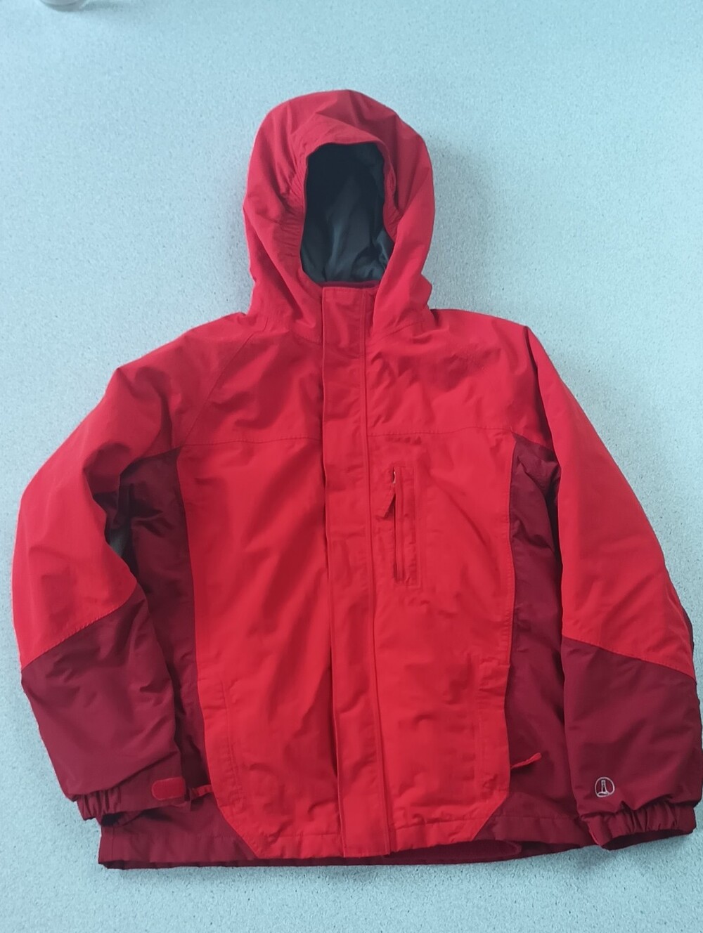 Lands’ End Kids Squall Parka Jacket Red Two-Tone Size L (14-16) Removable Liner